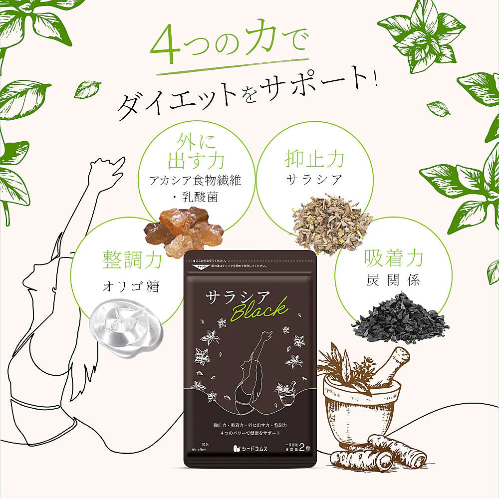 サラシアブラック《約12ヶ月分》炭 チャコール配合 サプリ サプリメント ダイエット チャコールクレンズ ダイエットサプリ サラシア