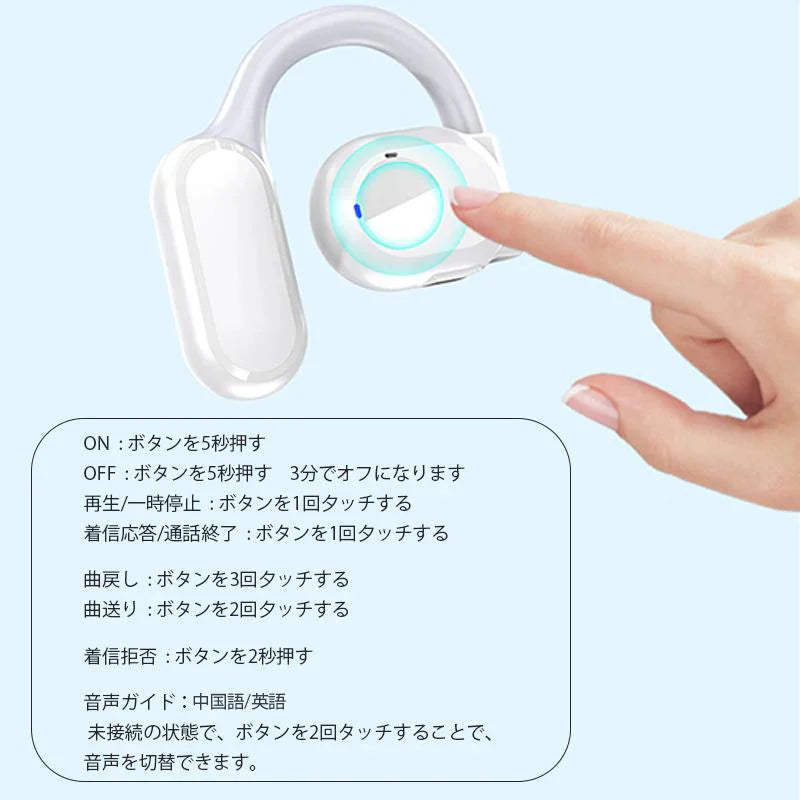 ワイヤレスイヤホン Bluetooth 5.3 ブルートゥースヘッドホン ヘッドセット 軽量 高音質 耳を塞がないイヤホン 防水 防汗 右耳 s072A(ブラック)