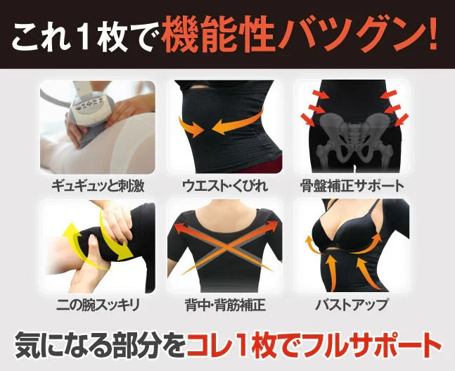 スリムウェーブ パーフェクトボディプログラム【二の腕補正 バストアップ 猫背 骨盤補正 補正インナー 加圧 着圧 加圧インナー インナー 補正下着】スリムを実感 女性らしいＳラインボディ 魅惑のメリハリボディへ  インナー 下着 ナイトウェア レディース インナー 下着 ランジェリー 補正下着  ボディーインナー スリムボディー ボディメイク ダイエット 補正インナー 矯正