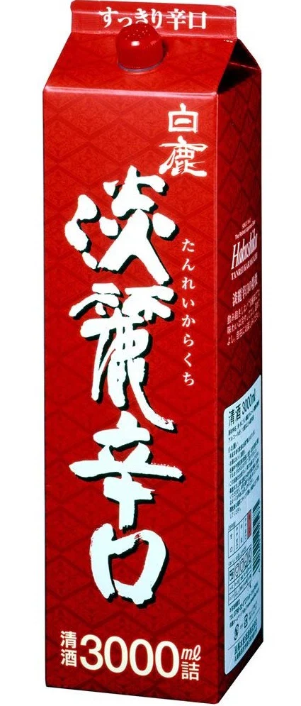 【送料無料】辰馬本家酒造 白鹿 淡麗辛口 パック 3000ml 3L×4本/1ケース【北海道・沖縄県・東北・四国・九州地方は必ず送料が掛かります】