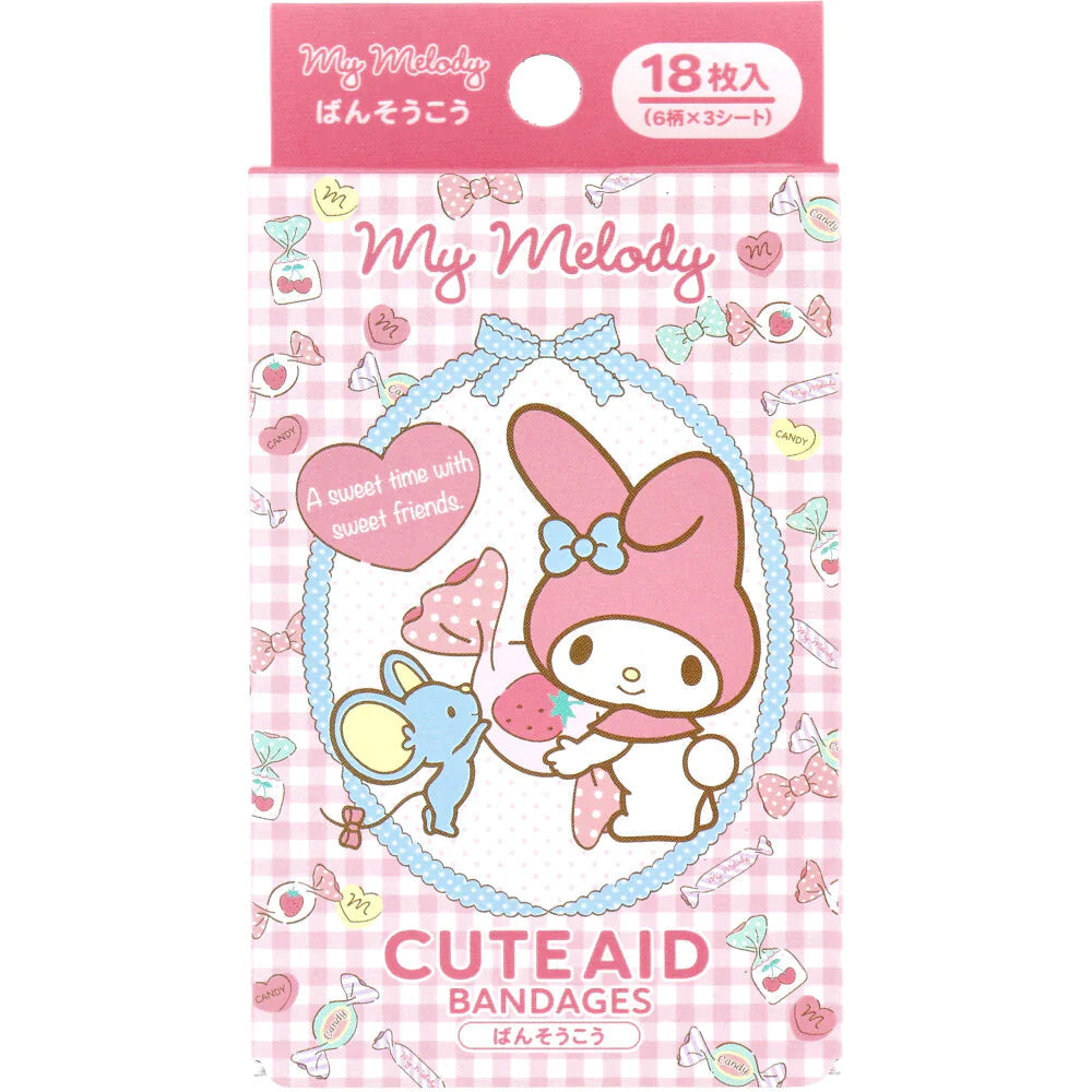 サンタン CUTEAID キャラクターばんそうこう マイメロディ 滅菌済 6柄X3シート 18枚入り X8箱