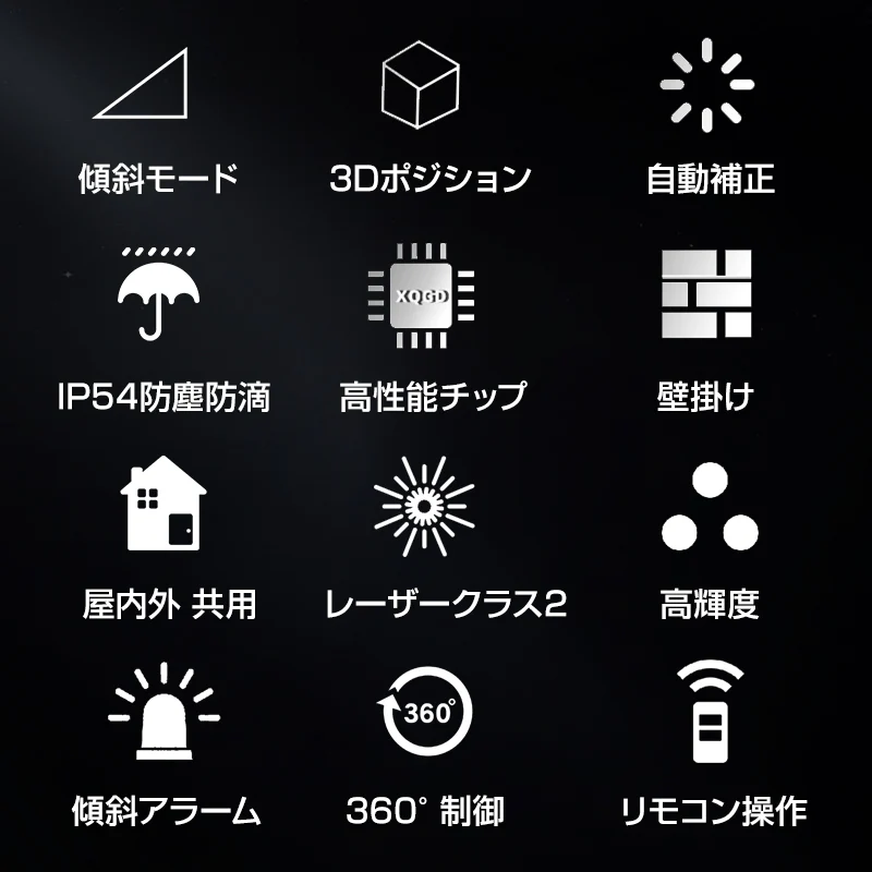 墨出し器 12ライン 水平器 レーザー グリーンレーザー 水平垂直 360° フルライン コンパクト 高輝度 屋内屋外 建築 IP54 傾斜 アラーム 壁掛け リモコン付き