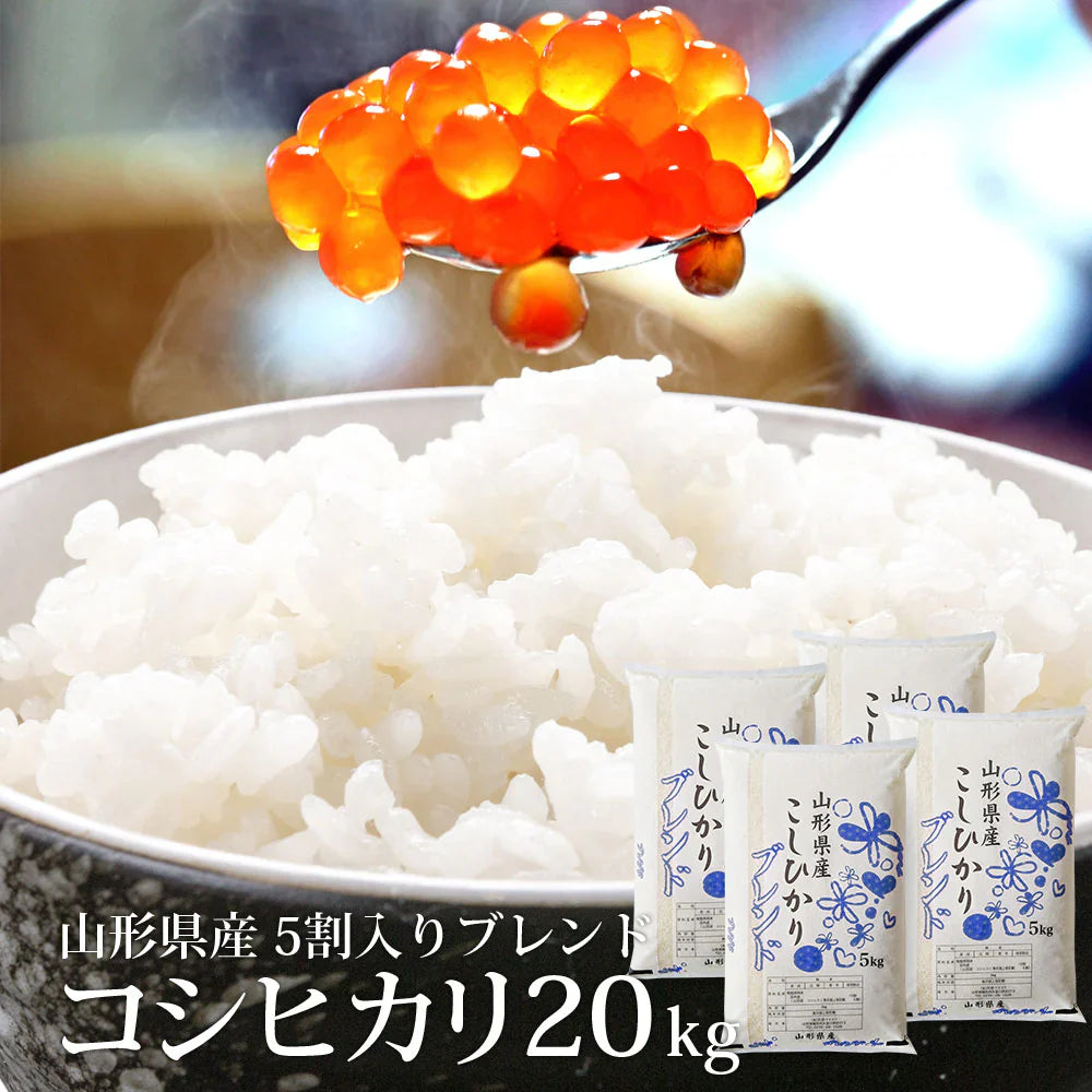 【白米】 コシヒカリ5割入りブレンド 20kg 山形県産 令和6年産 送料無料 米20キロ こめ コメ お米 新米 お米20kg こしひかり