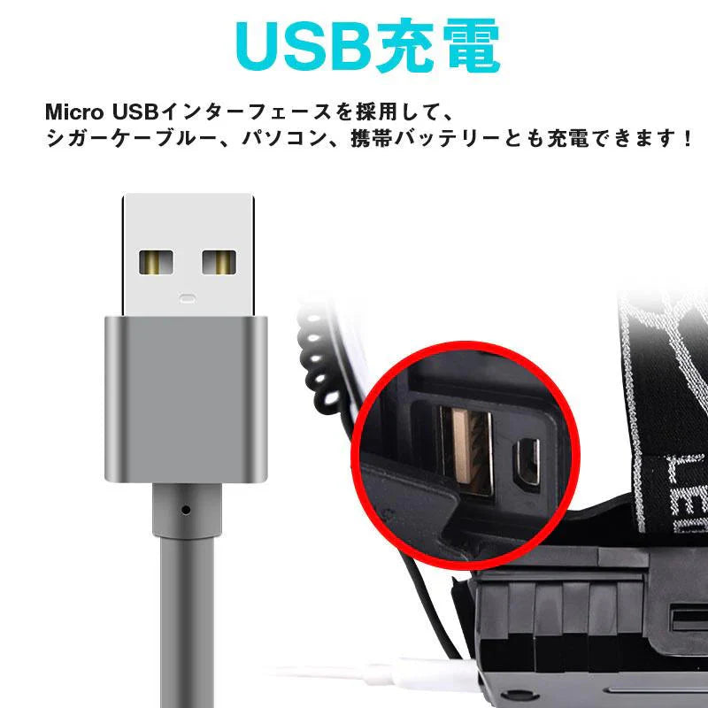 即納商品 ヘッドライト LED 充電式 ヘッドライト 釣り 作業 史上最強ルーメン 最高輝度 充電式 残量表示