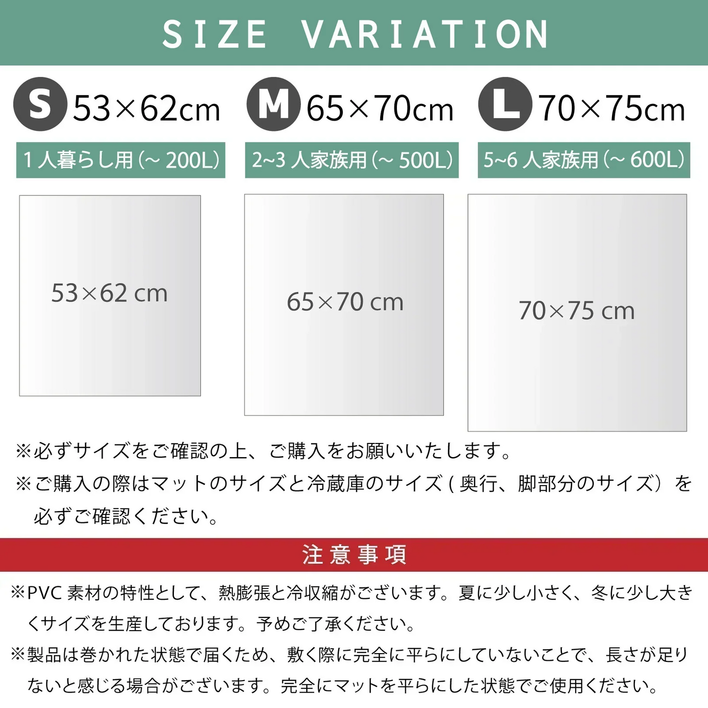 【70×75cm】冷蔵庫マット クリアマット 撥水 53×62 65×70 70×75 ダイニング クリア 抗菌 防カビ 防臭 厚さ1.5mm 床 保護 傷防止マット 透明 冷蔵庫 キッチン チェアマット キッチンマット 新生活