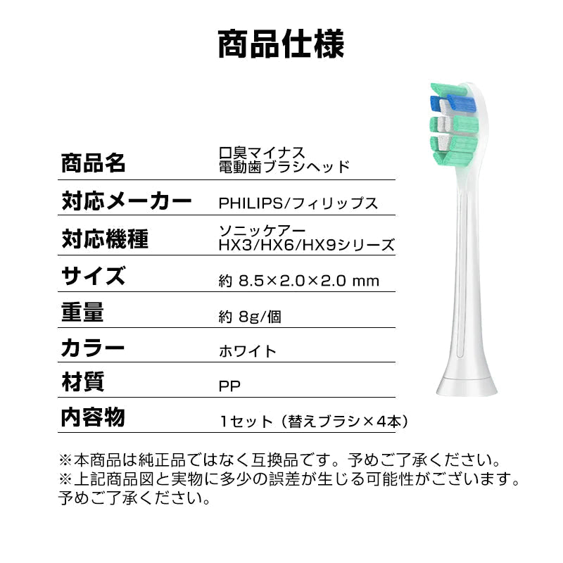 電動歯ブラシヘッド 歯垢除去 替えブラシ 4個セット 口臭対策 フィリップス 互換 ソニッケアー 個別包装 ステイン プラーク除去 口腔ケア 音波振動 スペア 予備