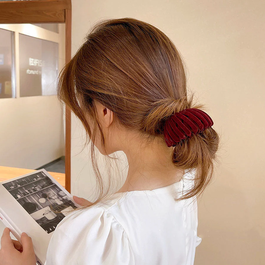 (ワインレッド)ヘアゴム ヘアクリップ ポニーリング 団子 シュシュ ヘアアクセサリー かわいい オシャレ 髪飾り