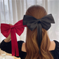 (ブラック)リボンバレッタ 大きい リボンヘアアクセサリー ヘアクリップ 清楚 ガーリー エレガント ヘアピン