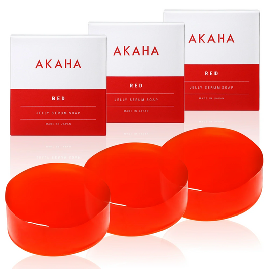 【生石鹸/3個セット】AKAHA ゼリーセラムソープ RED 100ｇ / 洗顔石鹸 エイジングケア くすみ 毛穴 小じわ 肌荒れ 乾燥肌 敏感肌 繊細肌 / ぷるぷるゼリー石鹸 赤色 アスタキサンチン プラセンタ ヒアルロン酸 セラミド コラーゲン シルク 16種の美容成分配合 / サクラの香り / 生石鹸 洗顔石けん こんにゃく石鹸 無添加 無添加せっけん 洗顔せっけん 天然成分 フェイシャルソープ 美容洗顔 美顔石鹸 シルク石鹸 / アカハ