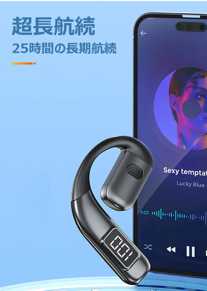 【携帯2台同時接続】ワイヤレスイヤホン 片耳 bluetooth5.5 左右耳兼用 180度回転 耳掛け式 ブルートゥースイヤホン 耳を塞がない オープン式 快適 iPhone/Android適用 ハンズフリー s134D(ホワイト)