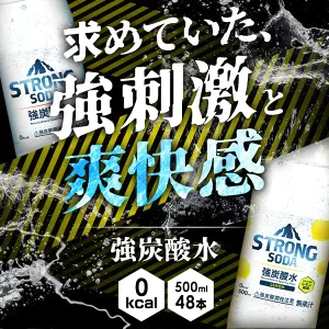 【カートアップNG】［24本］STRONG SODA 強炭酸水500ml レモン味ラベルレス