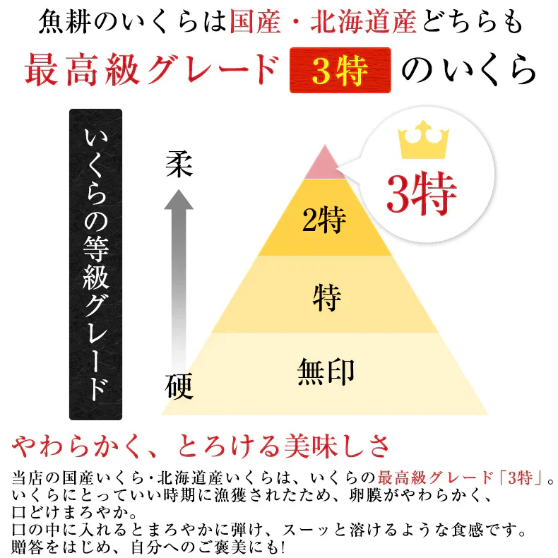 国産 いくら 醤油漬け 1kg 250g×4 最高級3特グレード