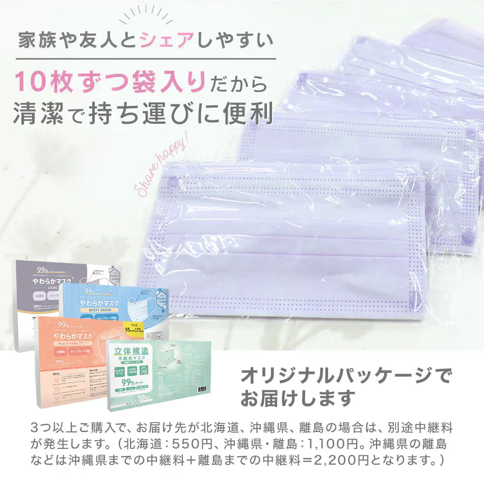 【やや小さめサイズ】【ホワイト】【250枚セット】プリーツマスク 両面同色 お買い得　訳あり品　数量限定　箱潰れ　カラーマスク 　ランダムセット
