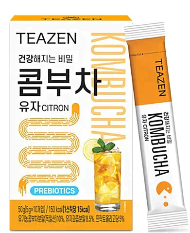 TEAZEN  KOMBUCHA　２０包　箱なし　ティーゼン コンブチャ　（ピーチ１０包、ベリー６包、レモン２包、柚子２包）正規輸入品 韓国 BTS ジョンググ 乳酸菌  健康食品