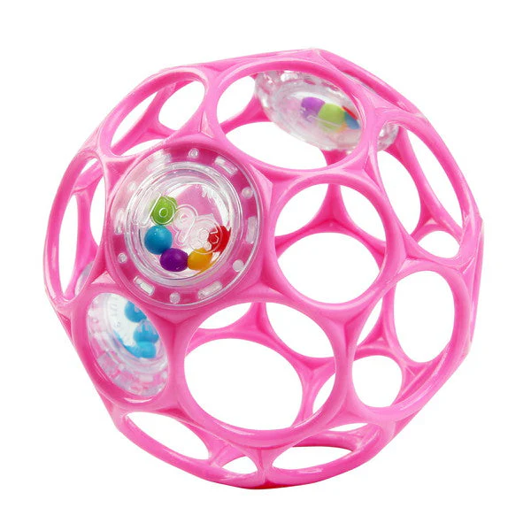 【ベビーピンク】赤ちゃんおもちゃ　オーボール ３ラトル (ライトブルー・レッド・ブルー・ベビーピンク）Oball 知恵玩具【定形外郵便発送（追跡不可）】