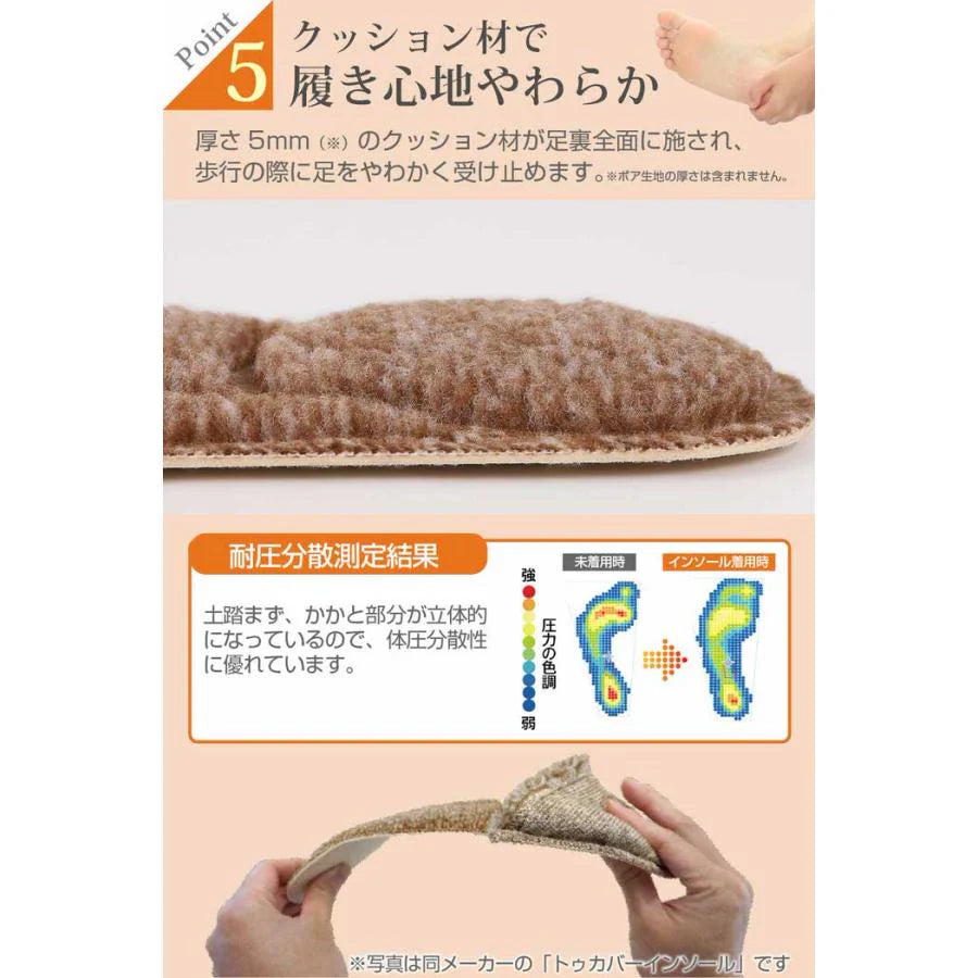 【自分でデザインインソール　ウォーム・ブラウン】ぽかぽか ふわふわ インソール 暖かい 中敷 靴 ボア 消臭 女性用 レディース 日本製 自分でデザインインソール ウォーム 送料無料 ネコポス あったか 防寒 フリーサイズ 22cm~25cm ハサミでカットOK ブーツ スニーカー パンプス シューケア サイズ調整 冷え ブラック ブラウン 黒 茶 薄型 温活  日本製 ハサミ カット サイズ調整可能 保温性効果 消臭効果