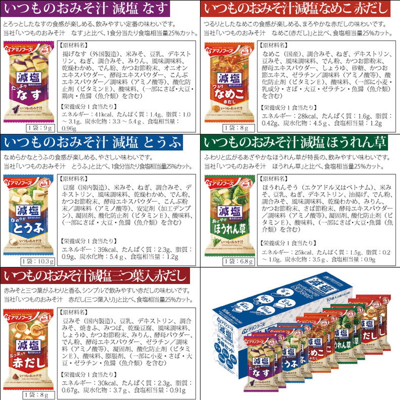 アマノフーズ いつものおみそ汁 減塩 5種各2食 10食セット