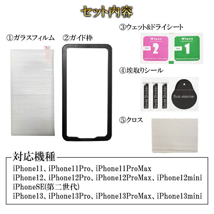 (iPhone11)保護フィルム AGCガラス 日本製硝子素材使用 ガラスフィルム ガラスケース 強度10H 飛散防止 ガイド枠付き iPhoneフィルム(代引不可)【メール便】【送料無料】