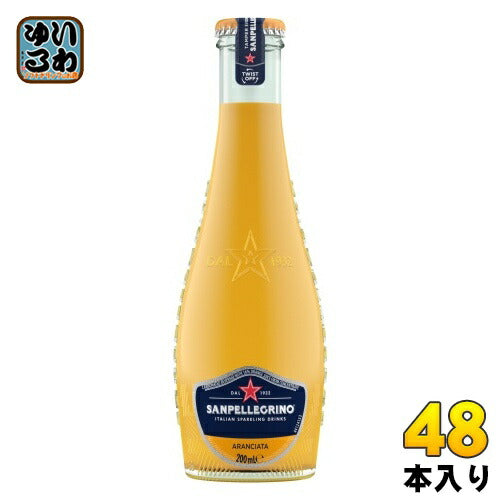 サンペレグリノ イタリアン スパークリングドリンク アランチャータ (オレンジ) 200ml 瓶 48本 (24本入×2 まとめ買い) 炭酸飲料 柑橘 果汁 フルーツベバレッジ 〔炭酸飲料〕