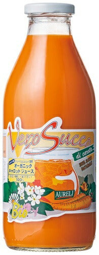 アウレーリ 有機キャロットジュース 750ml 瓶 12本入（野菜ジュース） 〔AURELI　ユウキ　有紀　野菜ジュース　人参ジュース　にんじんジュース　有機JAS〕