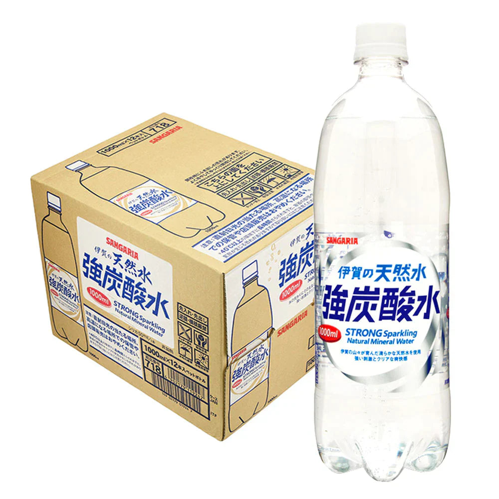 【送料無料】 サンガリア 伊賀の天然水 強炭酸水 1000ml 1L×12本