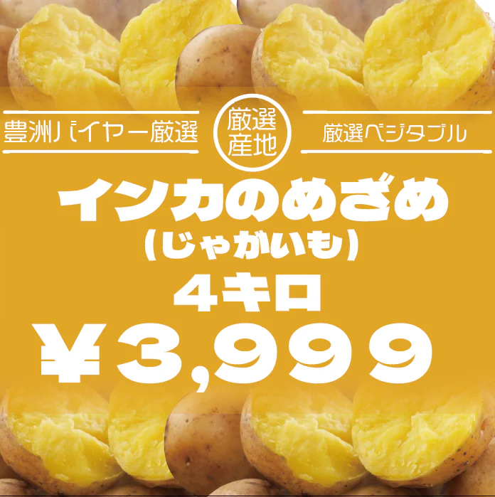 【インカのめざめ　４キロ　詰め合わせ　じゃがいも　甘くておいしいじゃがいも】　豊洲市場より　ブランドじゃがいも