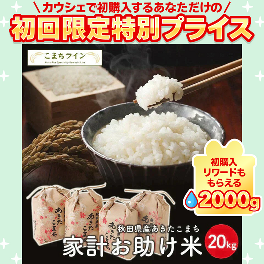 【お助け米20ｋｇ】令和5年産　あきたこまち　家計お助け米　農家直送便　20ｋｇ（5ｋｇ×4袋）　米びつ当番【天鷹唐辛子】プレゼント付き【ご新規さん限定商品】