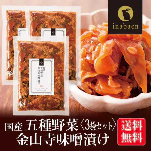 【3個セット】日本橋いなば園 国産五種野菜金山寺味噌漬け 180g ネコポス メール便送料無料