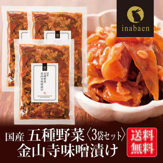 【3個セット】日本橋いなば園 国産五種野菜金山寺味噌漬け 180g ネコポス メール便送料無料