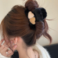 (ピンク)ヘアクリップ ハート バンスクリップ ヘアアクセサリー モコモコ 韓国 ボア バレッタ 秋 冬 レディース クロス ボリューム 大きめ 髪飾り