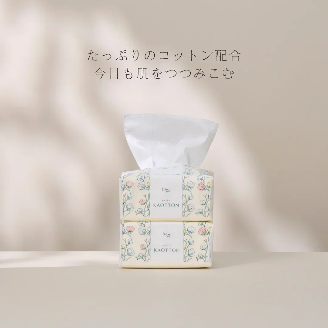 ［ 100枚入×8パック（800枚） ］クレンジングタオル　使い捨てペーパータオル　コットン配合　洗顔フェイシャルペーパー　KAOTTON(カオットン)　送料無料