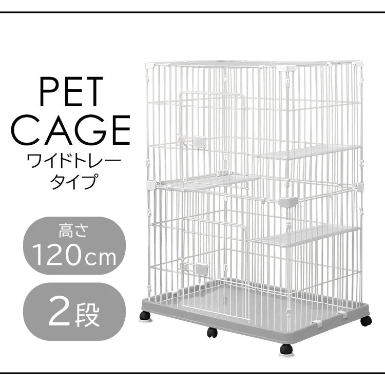 【グレー】猫 ケージ 2段 キャットケージ 2段 ペットケージ ケージ ゲージ 猫 ハウス 猫 ゲージ キャットゲージ 猫ケージ 猫ゲージ 大型 おしゃれ 室内 多段 キャスター付