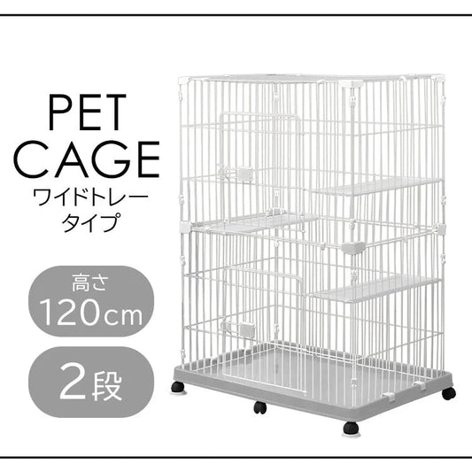 【予約商品：7月下旬（～31日までに発送）】【グレー】猫 ケージ 2段 キャットケージ 2段 ペットケージ ケージ ゲージ 猫 ハウス 猫 ゲージ キャットゲージ 猫ケージ 猫ゲージ 大型 おしゃれ 室内 多段 キャスター付