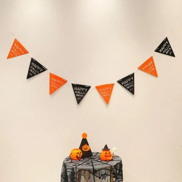 (タイプA) ハロウィン 飾り ガーランド ４本セット かぼちゃ 旗 雑貨 お化け 骸骨 吊るす 旗 インテリア 小物 デコレーション 小物 飾り付け 壁 玄関