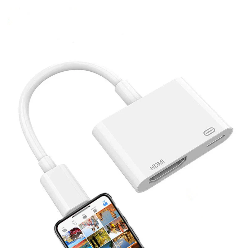 Lightning端子対応 HDMI変換ケーブル 1080P対応 ホワイト スマホ用 映像出力アダプタ