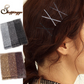 (ブラウン)キラキラヘアピン 24本セット カラーピン クロスヘアピン 前髪 ヘアアクセサリー定番 髪留め オフィススタイル デイリー