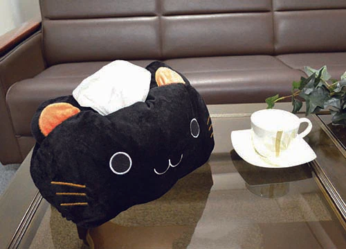 【白猫】ねこ顔ティッシュカバー ネコ 猫 猫グッズ 黒猫 白猫 ブラック ホワイト 30×20cm ティッシュカバー