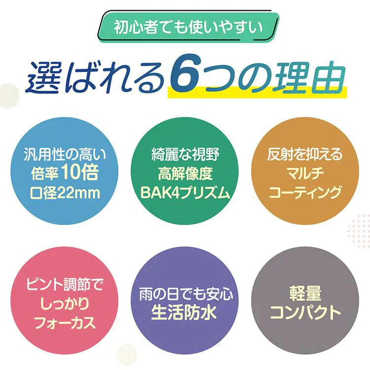 双眼鏡 「ブルー」 高倍率 10倍 コンサート オペラグラス ライブ用 ケース付き ドーム 防水 軽量 観劇 コンパクト フェス スポーツ観戦 バードウォッチング ストラップ