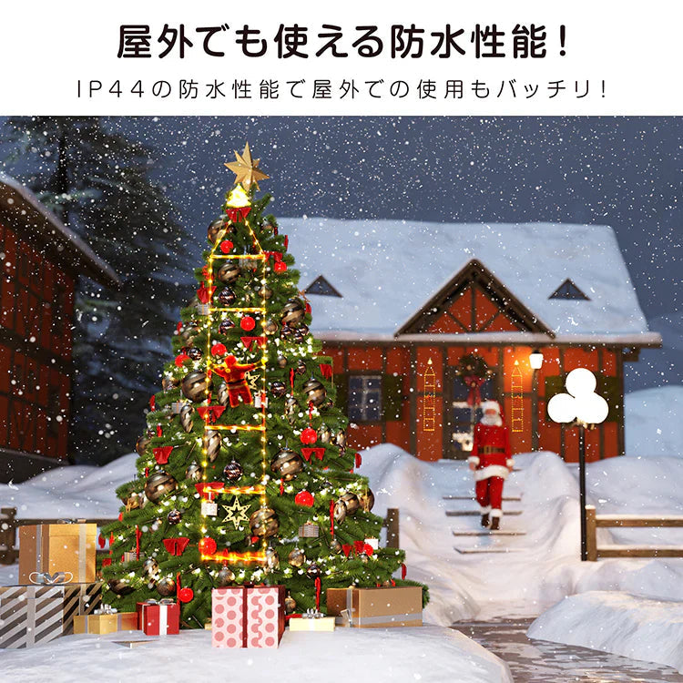 【シャンパンゴールド】イルミネーション クリスマス サンタクロース LED オーナメント 飾り 屋外 IP44 防水 USB給電 リモコン付き