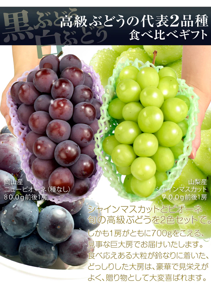シャインマスカット&ピオーネセット 約1.5kg（大房 各1房）（発送予定:9月下旬より）