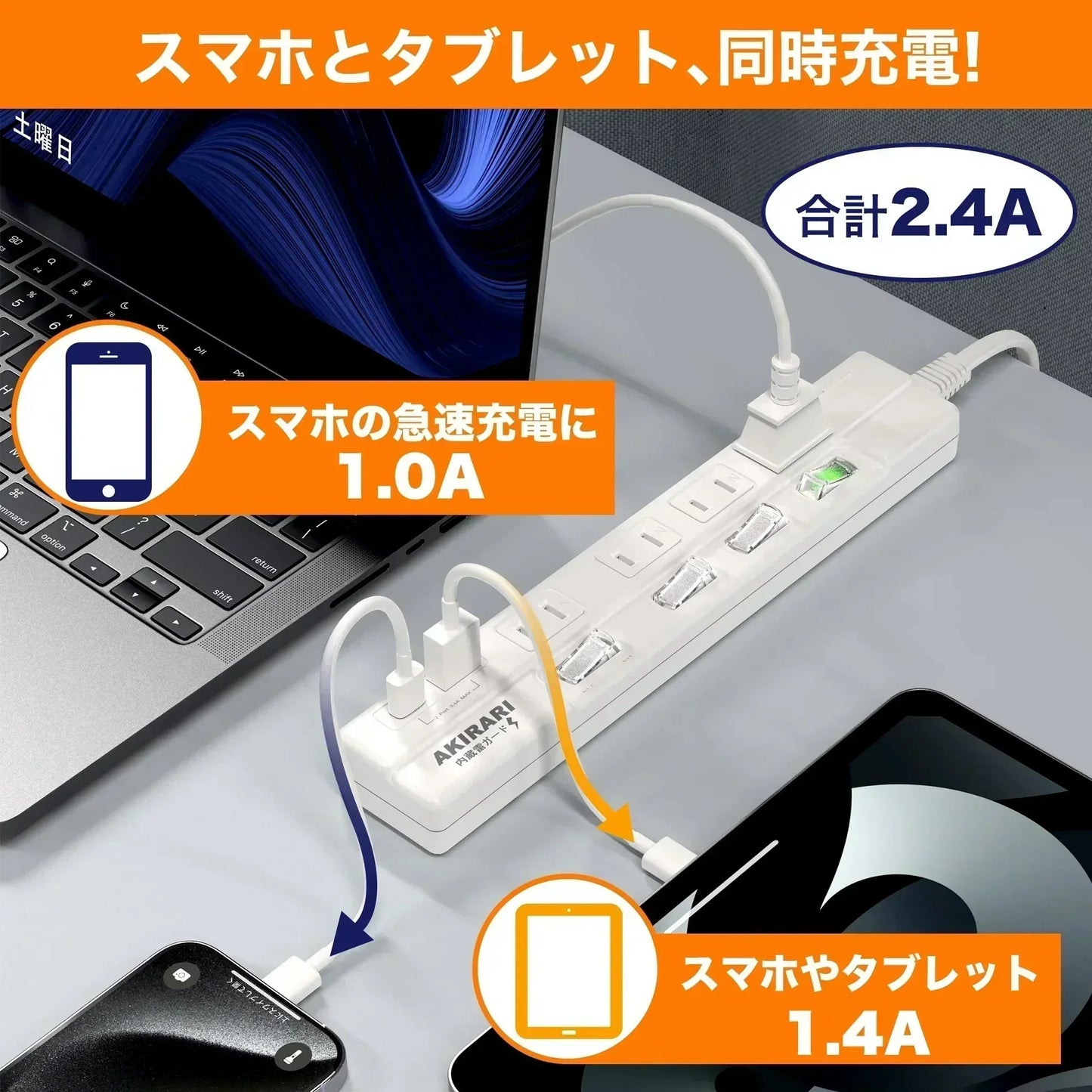電源タップ コンセント USB/Type-C付き 4個口1m 個別スイッチ ほこり防止 延長コード ゲーブル アダプター対応 スイングプラグ 回転 節電 スイッチ 雷ガード 雷サージ タイプc 直挿しタップ おしゃれ usbタップ コンセントタップ テーブルタップ 個別スイッチ 火災感電防止 電源ケーブル省エネ 雷ガード 延長ケーブル スッキリ充電できるUSB付コンセント 急速充電
