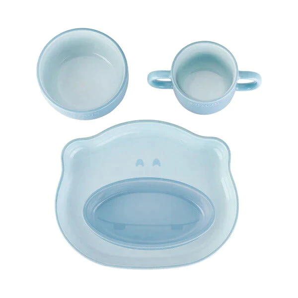 ストウブ ベビー＆キッズ テーブルウェアセット ブルー| STAUB 赤ちゃん用 食器 皿  マグ セラミック  子ども用 食器セット ギフト お祝い 出産祝い 陶器 食器 動物 どうぶつ デザイン プレート