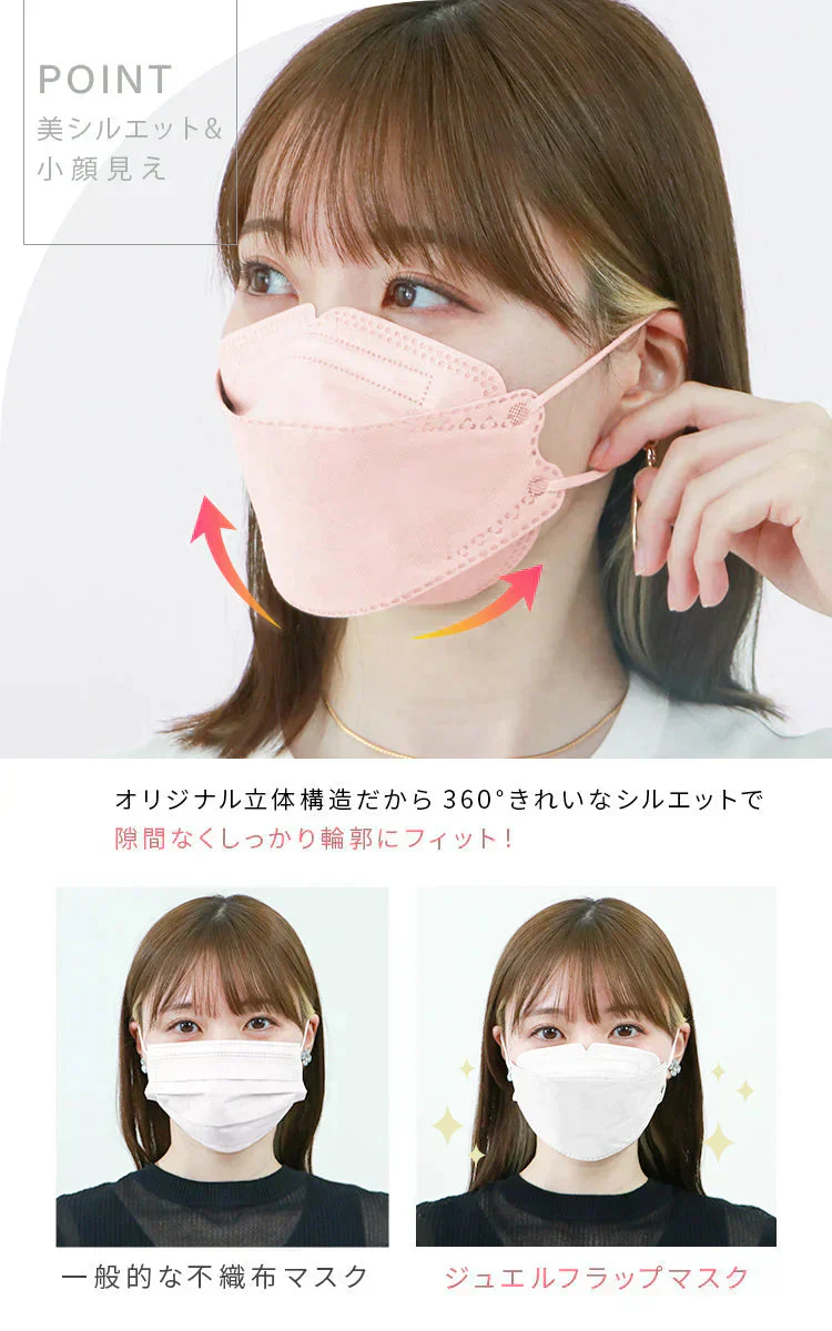 【ふつうサイズ】【ダークグレー】耳紐同色 立体マスク 3D マスク 4層構造 両面同色 5枚ずつ 個包装 くちばし 不織布 マスク 小顔 美 シルエット 使い捨て 血色 マスク カラー カラーマスク ジュエルフラップマスク Jewel Flap Mask 公式 WEIMALL 94-c 花粉症 花粉症対策 予防