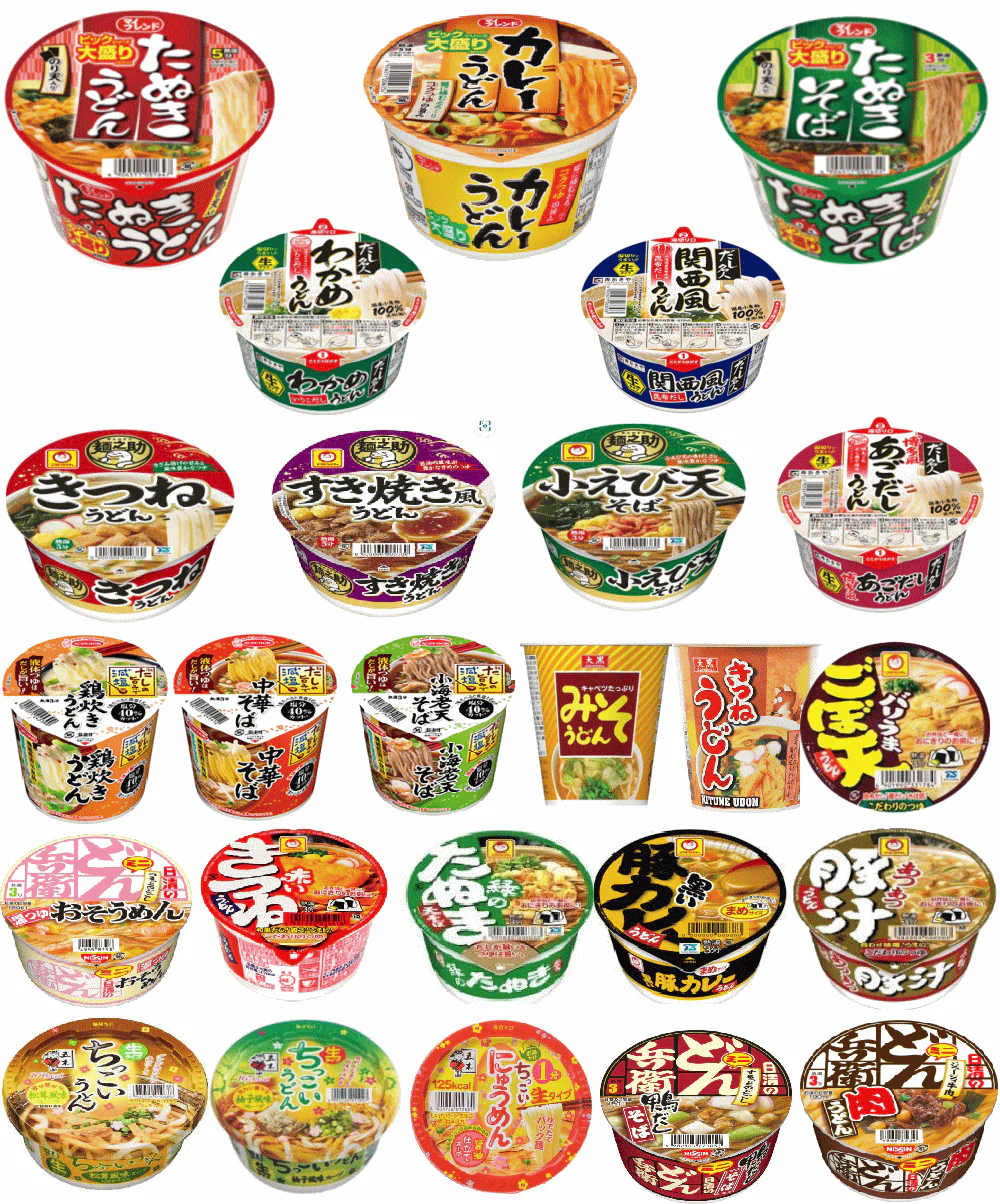 【うどん、そば大好きセット】 大盛りサイズから ミニサイズ レギュラーサイズ まで揃えた うどん そば 24個 関東圏送料無料
