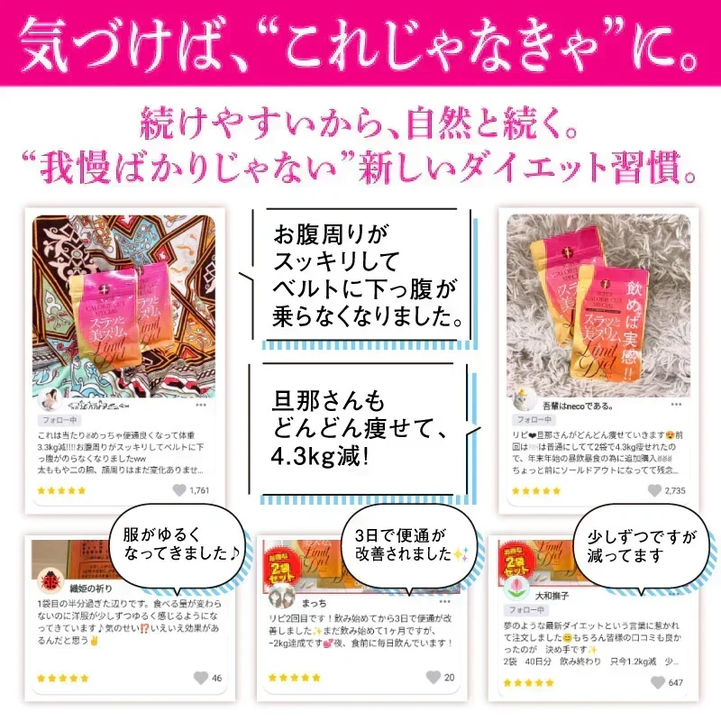【リニューアル】『スラッと美スリムリミットダイエット（単品）』ダイエット サポート サプリメント カロリーカット キトサン ギムネマ サラシア サプリ 健康食品 脂質 糖質制限 スラット美スリムリミットダイエット