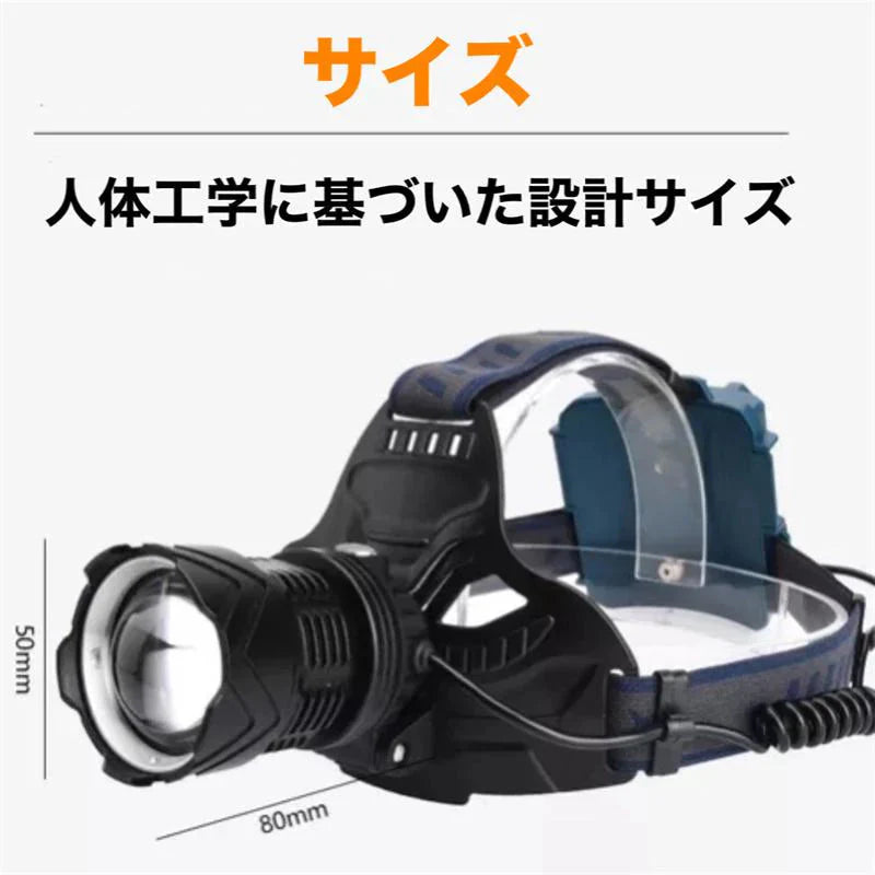 LEDヘッドライト 充電式 史上最強ルーメン 最高輝度 5段階の点灯モードw014