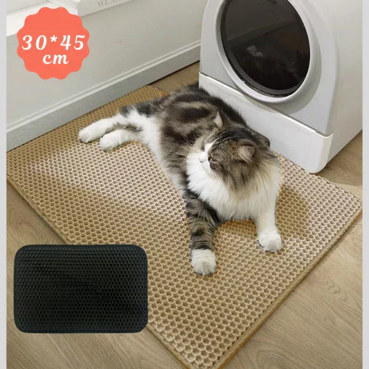 (ブラック) 猫砂マット ネコ砂 30×45 洗える 再利用 トイレマット 砂取りマット 飛び散り防止 トイレ用品 ペット マット 防水 小さめ