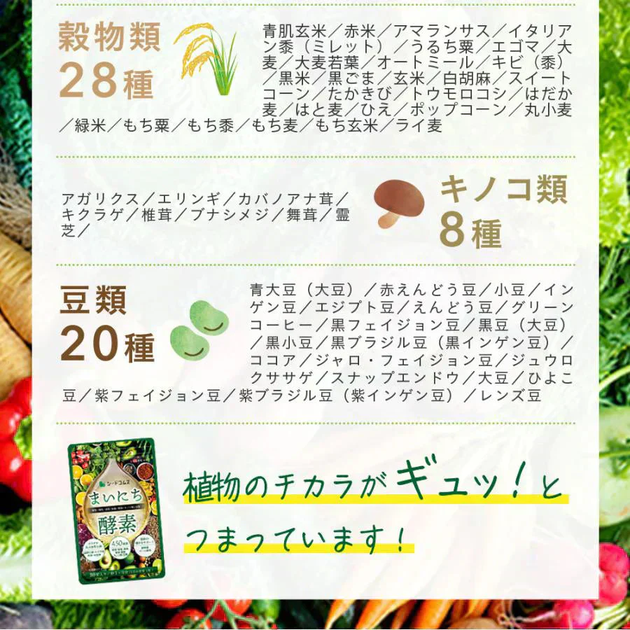 まいにち酵素《約1ヶ月分》野草 果実 海藻 キノコ 豆類を使用 送料無料 酵素サプリ【カウシェファーム収穫対象商品】