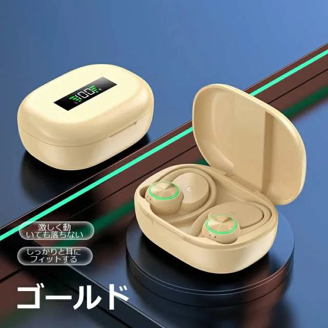 イヤホン 耳を塞がない ワイヤレス bluetooth 5.3 ランニング オープンイヤー ワイヤレスイヤホン ジョギング イヤーカフイヤホン 耳掛け式 マイク 高音質 w602D(ゴールド)
