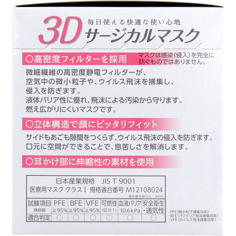 日本製不織布マスク ライフ 3Dサージカルマスク 小さめサイズ 60枚Ｘ5箱